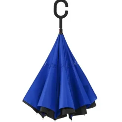 Windproof Umbrellas|Upside Down Umbrella-Umbrella Heaven Black and Blue C Handle Inside Out Umbrella
