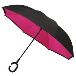 Upside Down Umbrella|Novelty Umbrellas-Umbrella Heaven Black and Pink Inside Out Umbrella