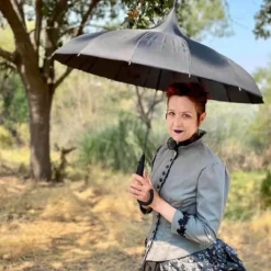 Ladies Vintage Umbrellas|Ladies Vintage Umbrellas-Umbrella Heaven Oriental Pagoda Umbrella Black