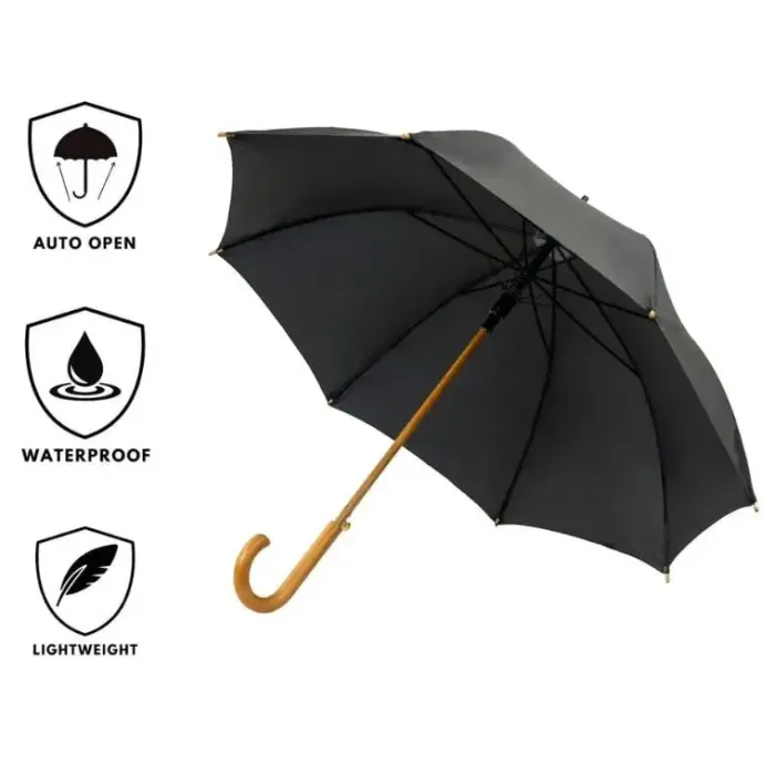 Mens Walking Umbrellas|Ladies Walking-Umbrella Heaven Wood Stick Umbrella Black