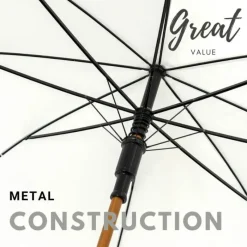 Bridal Umbrellas-Umbrella Heaven Crook Handle Wood Stick Wedding Umbrella White
