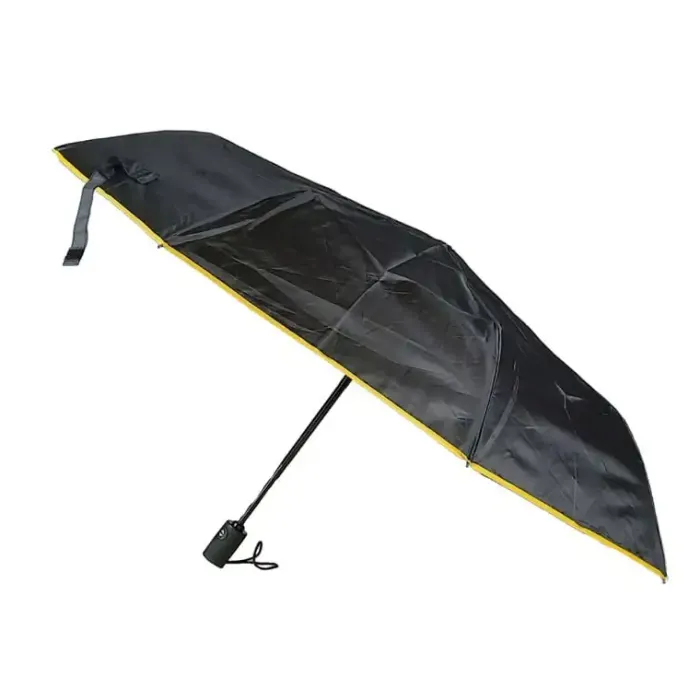 Mens Folding Umbrellas|Special Offers-Umbrella Heaven Double Canopy Compact Umbrella – black outer / yellow inner