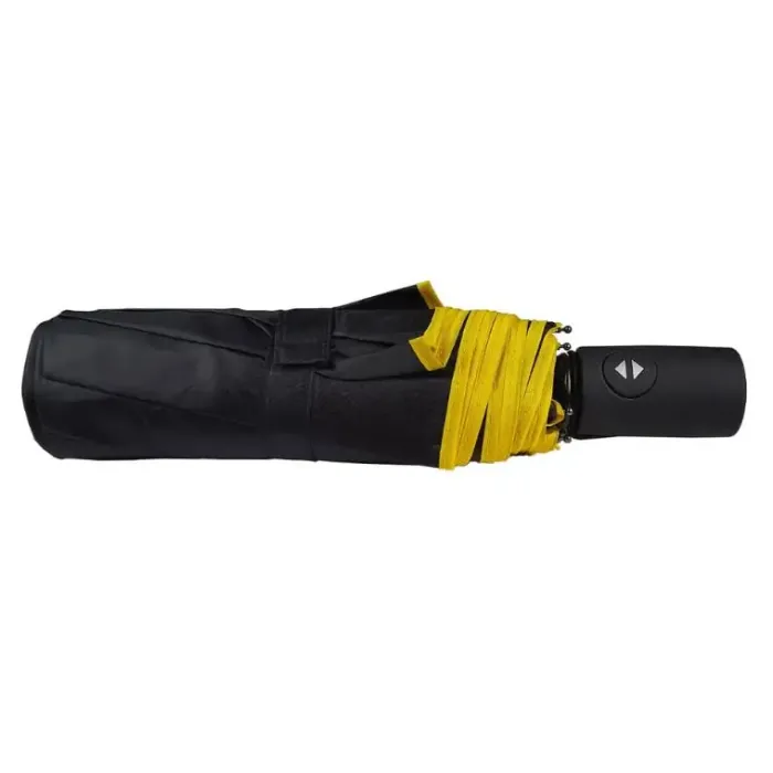 Mens Folding Umbrellas|Special Offers-Umbrella Heaven Double Canopy Compact Umbrella – black outer / yellow inner