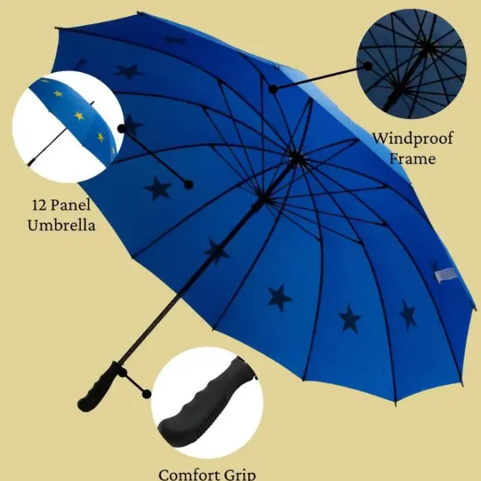 Windproof Golf Umbrellas|Golf Umbrellas-Umbrella Heaven European Union EU Flag Umbrella Blue