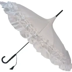 Bridal Umbrellas|Ladies Vintage Umbrellas-Umbrella Heaven GiGi Double Frill Pagoda Umbrella White