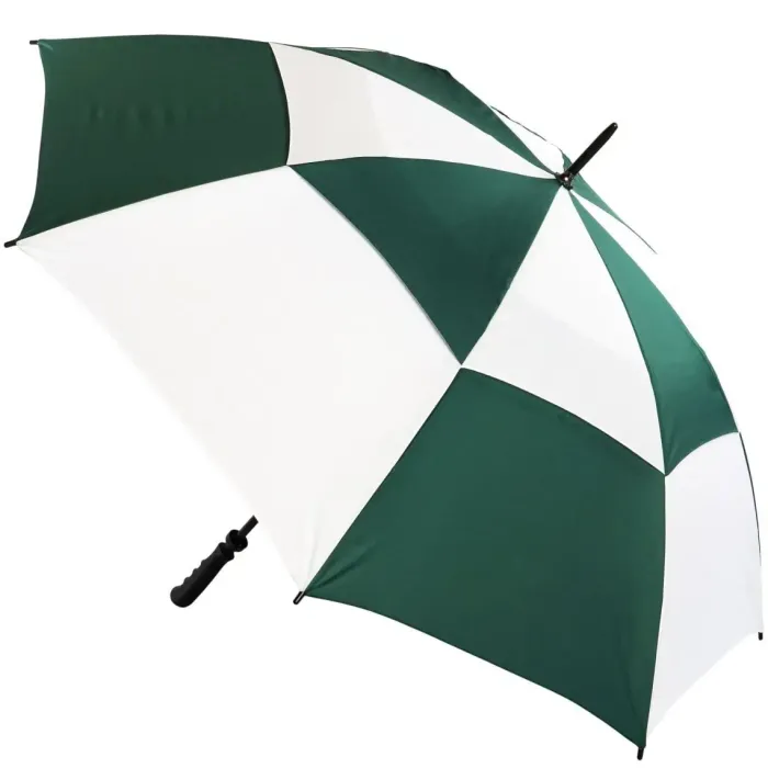 Windproof Golf Umbrellas|Golf Umbrellas-Umbrella Heaven Green & White Vented Golf Umbrella – Windproof