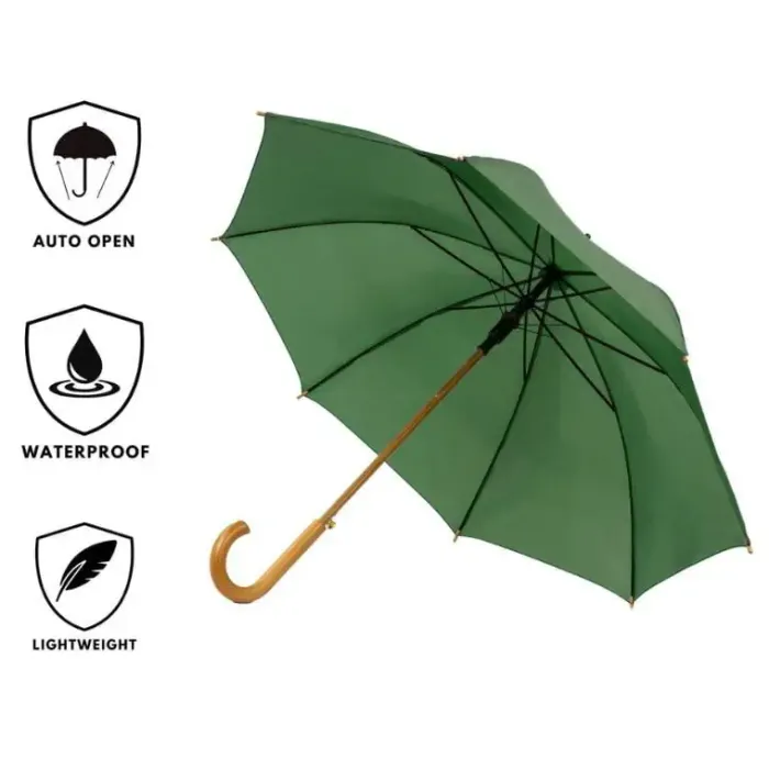 Mens Walking Umbrellas|Ladies Walking-Umbrella Heaven Wood Stick Umbrella Green