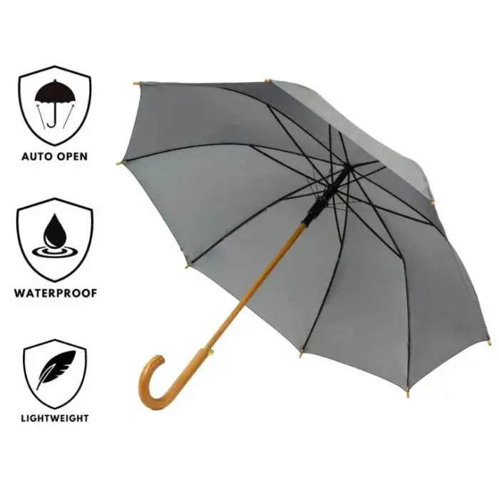 Mens Walking Umbrellas|Ladies Walking-Umbrella Heaven Wood Stick Umbrella Grey