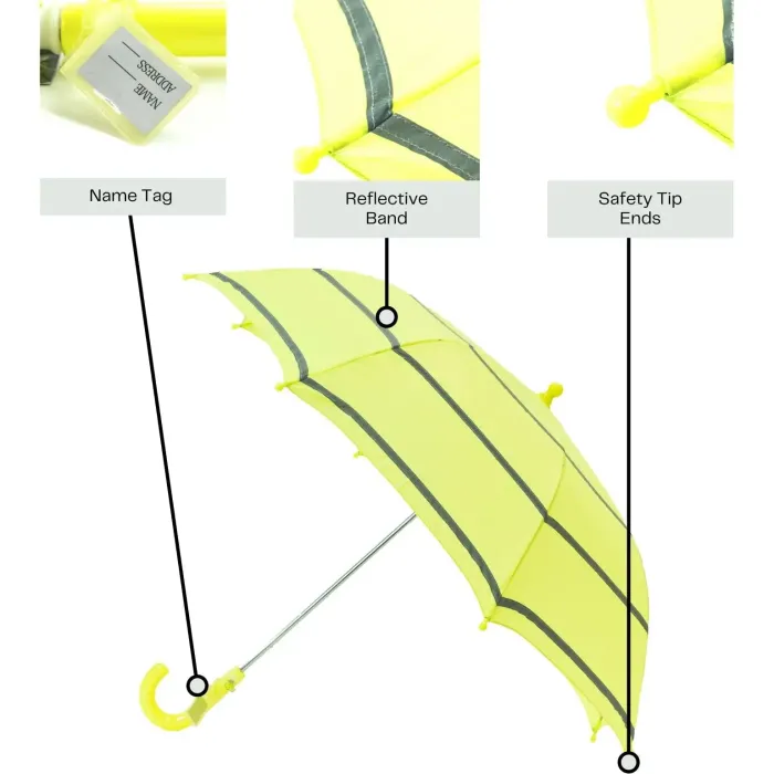 Hi Vis Safety Umbrellas|Boys Umbrellas-Umbrella Heaven Hi-Vis Umbrella – Child Safe Hi Vis Yellow Safety Umbrella