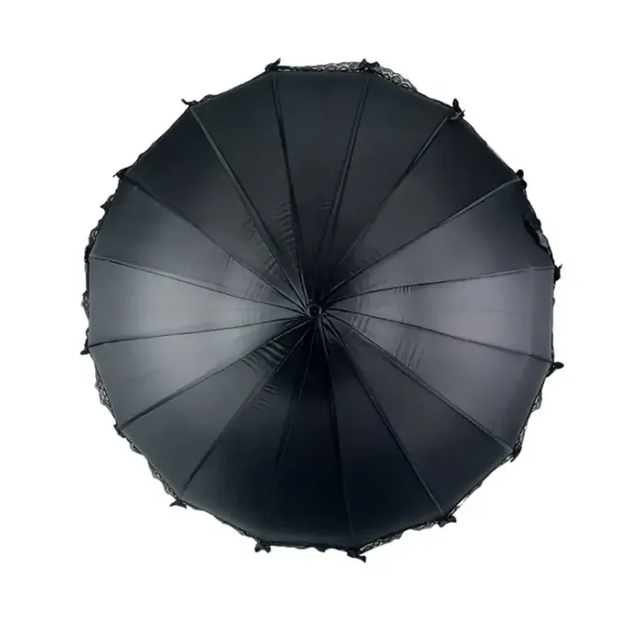 Bridal Umbrellas|Ladies Vintage Umbrellas-Umbrella Heaven Lace & Bows Pagoda Gothic Umbrella Black