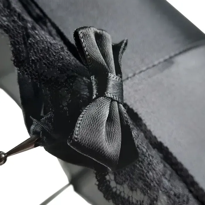 Bridal Umbrellas|Ladies Vintage Umbrellas-Umbrella Heaven Lace & Bows Pagoda Gothic Umbrella Black