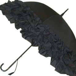 Ladies Vintage Umbrellas|Ladies Vintage Umbrellas-Umbrella Heaven LuLu Frilly Umbrella Parasol Black