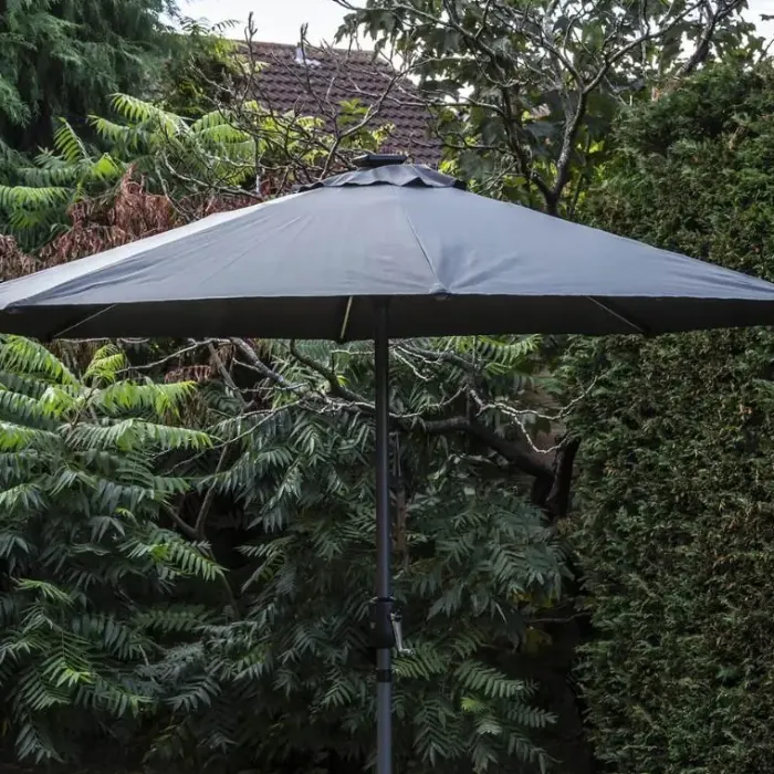 UV Protection Garden Parasols|Garden Parasols-Umbrella Heaven 2.7m Solar Parasol Aluminium with LED Lights & On / Off Button