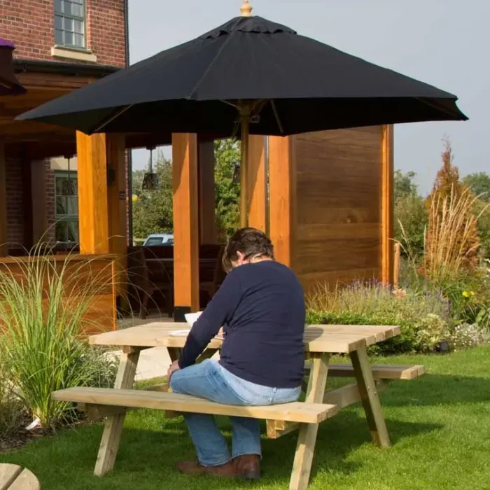 Garden Parasols|Beach Parasols-Umbrella Heaven 2.5m Wood Pulley Parasol UV 50+ choice of 10 colours
