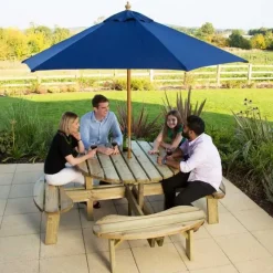 Garden Parasols|Beach Parasols-Umbrella Heaven 2.5m Wood Pulley Parasol UV 50+ choice of 10 colours