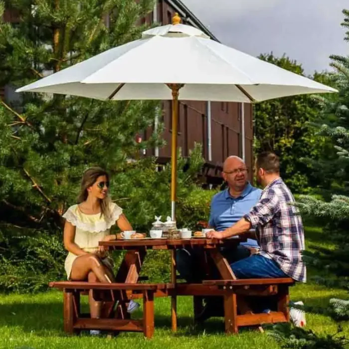 Garden Parasols|Beach Parasols-Umbrella Heaven 2.5m Wood Pulley Parasol UV 50+ choice of 10 colours