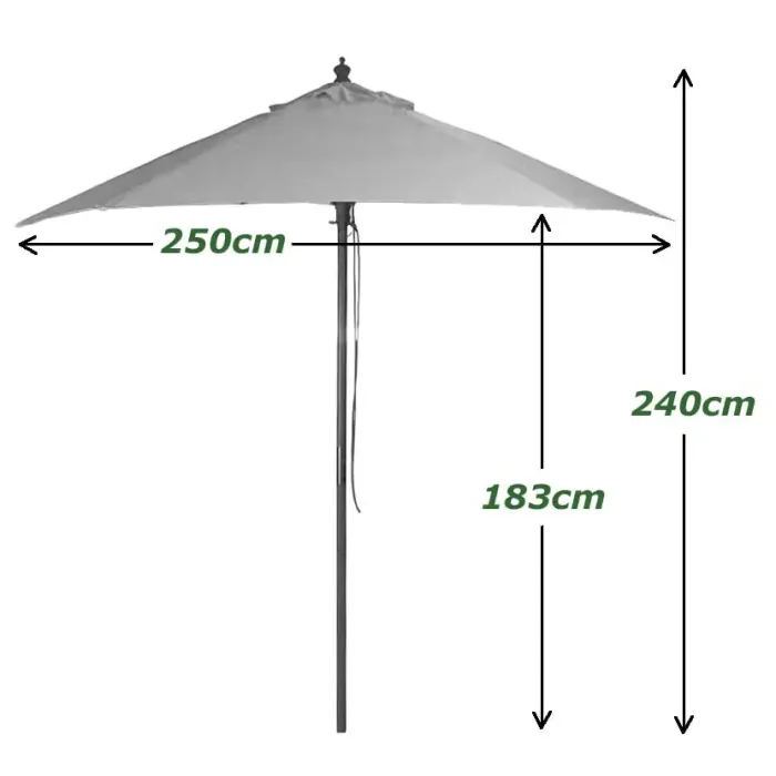 Garden Parasols|Beach Parasols-Umbrella Heaven 2.5m Wood Pulley Parasol UV 50+ choice of 10 colours