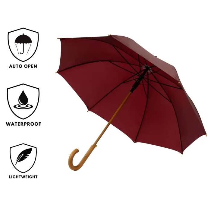 Mens Walking Umbrellas|Ladies Walking-Umbrella Heaven Maroon Wood Stick Umbrella