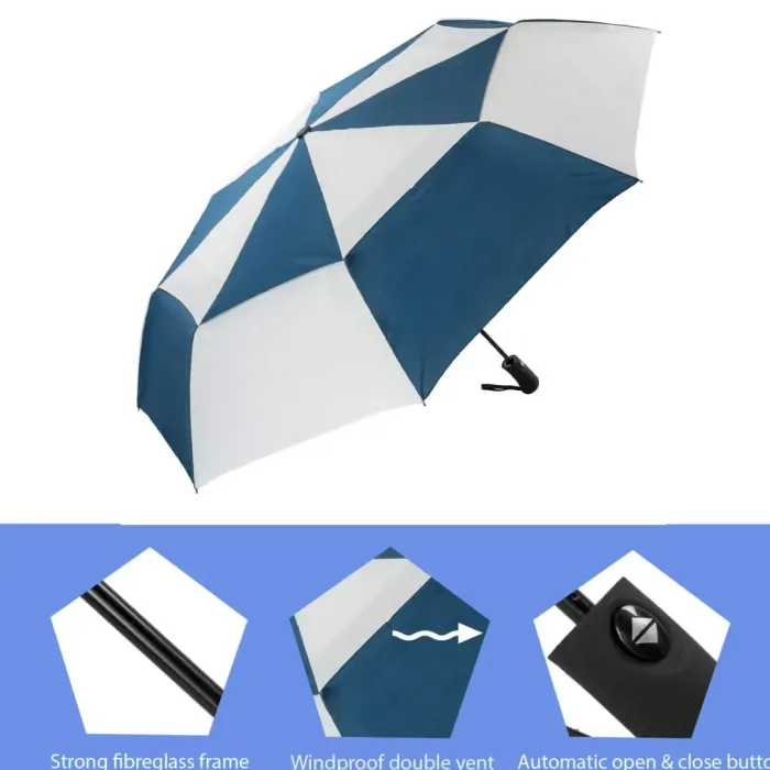 Golf Umbrellas|Golf Umbrellas-Umbrella Heaven Navy and White Folding Golf Umbrella