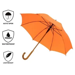 Mens Walking Umbrellas|Ladies Walking-Umbrella Heaven Wood Stick Umbrella Orange