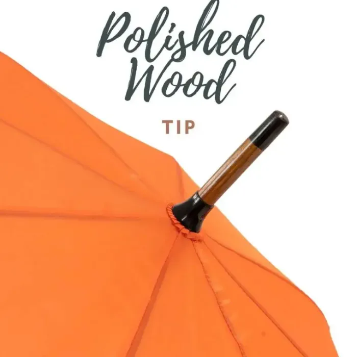Mens Walking Umbrellas|Ladies Walking-Umbrella Heaven Wood Stick Umbrella Orange