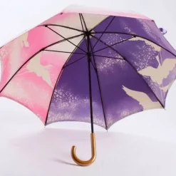 Kimono|Kimono Umbrellas-Umbrella Heaven Pink Maitsuru Kimono Umbrella 舞鶴 Pink/Purple