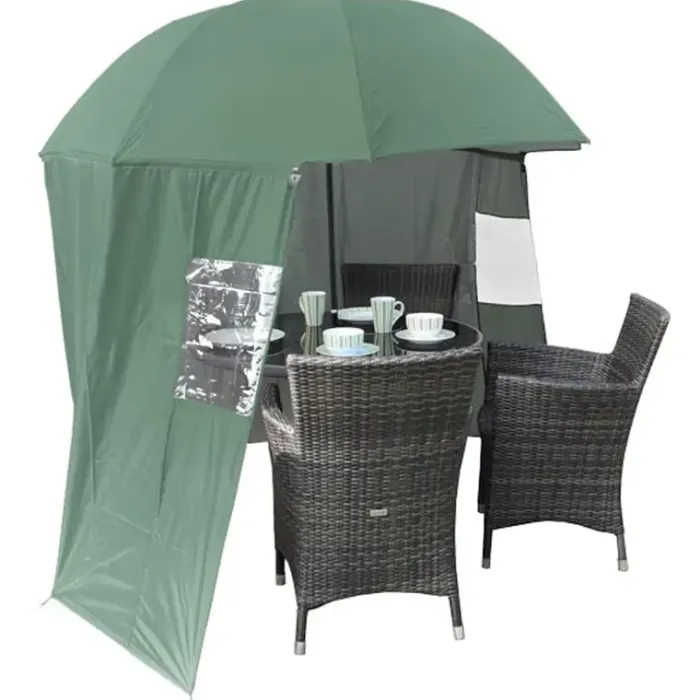 Garden Parasols|Beach Parasols-Umbrella Heaven Portable UV Parasol with Zip On Windbreak – “SheltaShade” – 2.2m Standard or 3m XL Green