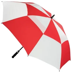 Windproof Golf Umbrellas|Golf Umbrellas-Umbrella Heaven Premium Red & White Golf Umbrella – Vented – Windproof – Auto-Open