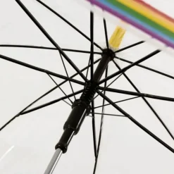 Mens Walking Umbrellas|Dome Umbrellas-Umbrella Heaven Rainbow Dome Umbrella – Clear Dome Umbrella with Rainbow Border – Adult Size