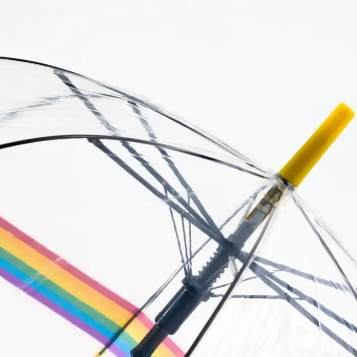 Mens Walking Umbrellas|Dome Umbrellas-Umbrella Heaven Rainbow Dome Umbrella – Clear Dome Umbrella with Rainbow Border – Adult Size
