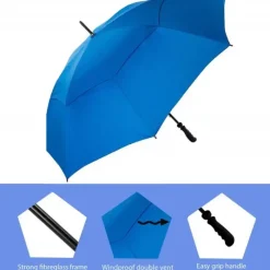 Windproof Golf Umbrellas|Golf Umbrellas-Umbrella Heaven Royal Vented Golf Umbrella – Windproof – Auto-Open Blue