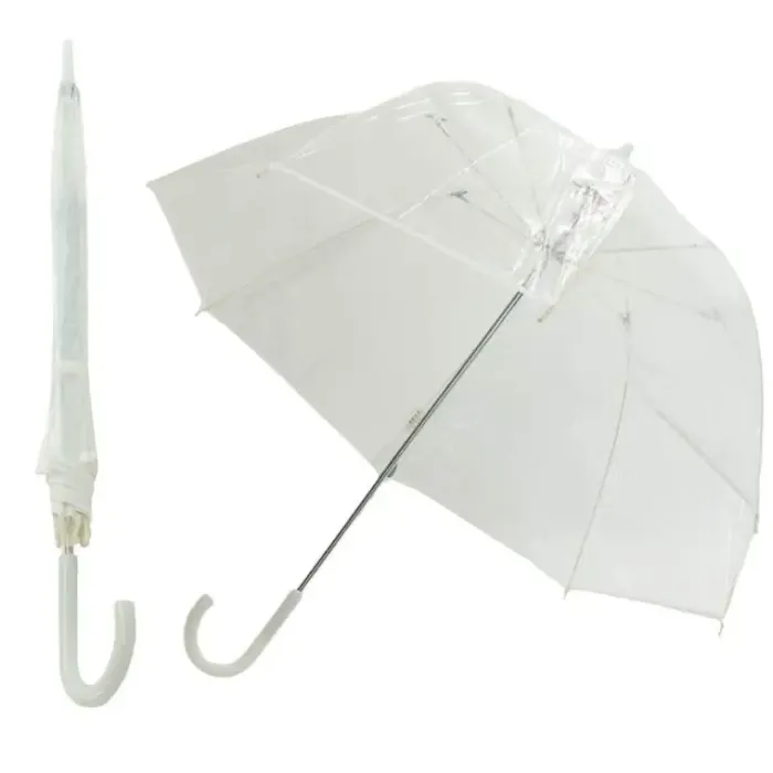 Bridal Umbrellas|Dome Umbrellas-Umbrella Heaven Vision Clear White Trim Dome Umbrella