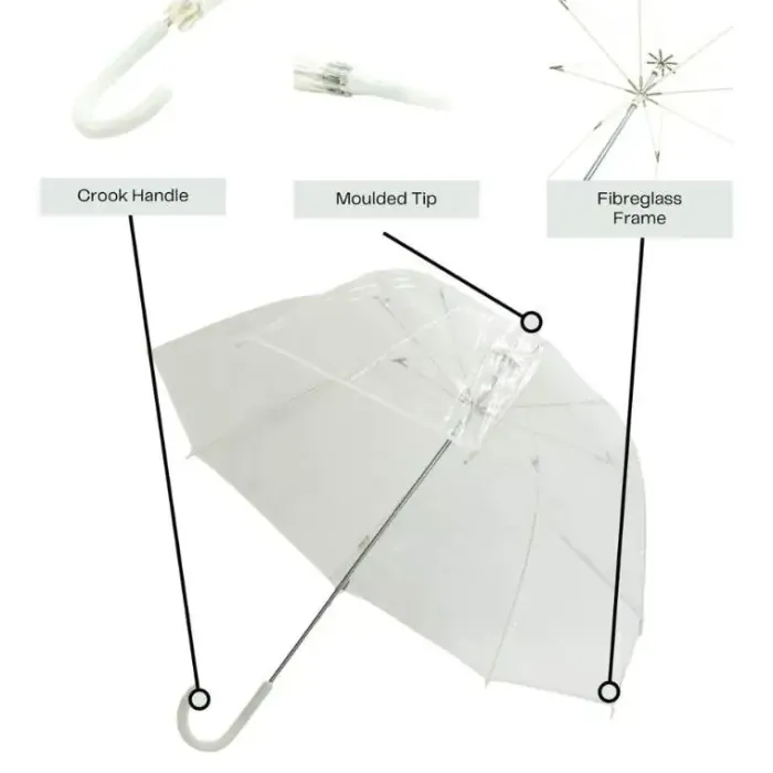 Bridal Umbrellas|Dome Umbrellas-Umbrella Heaven Vision Clear White Trim Dome Umbrella