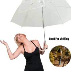 Bridal Umbrellas|Dome Umbrellas-Umbrella Heaven Vision Clear White Trim Dome Umbrella