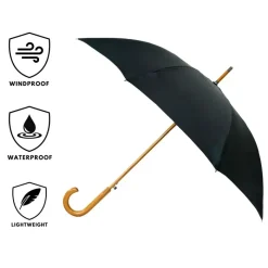 Windproof Umbrellas|Mens Windproof Umbrella-Umbrella Heaven Warwick Windproof Walking Umbrella Black