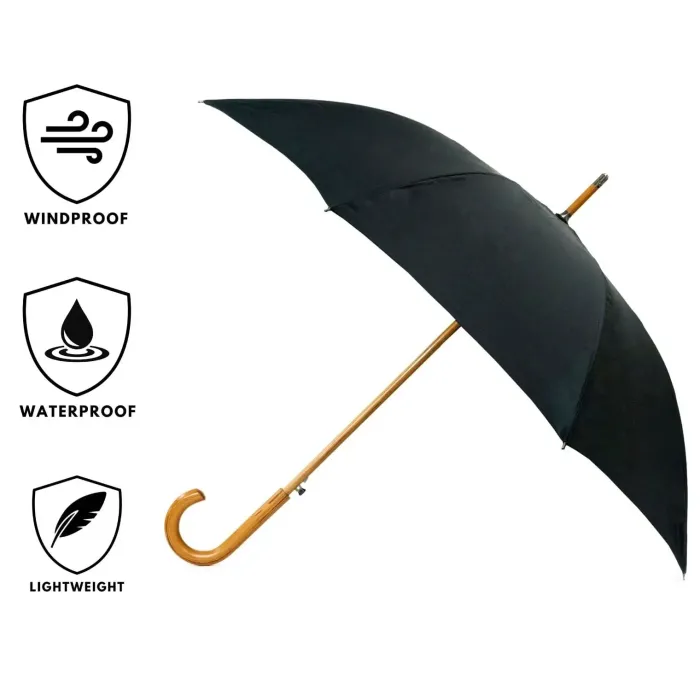 Windproof Umbrellas|Mens Windproof Umbrella-Umbrella Heaven Warwick Windproof Walking Umbrella Black