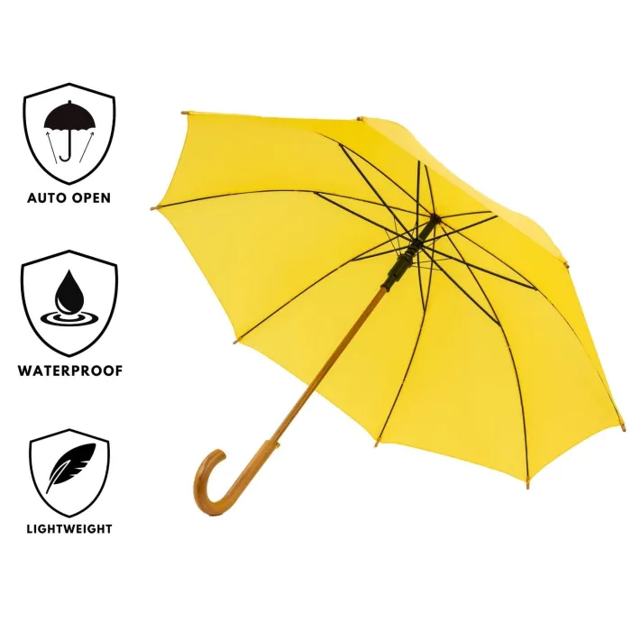Ladies Walking-Umbrella Heaven Wood Stick Umbrella Yellow
